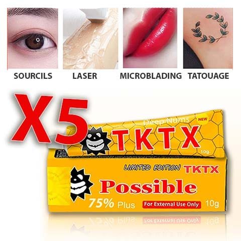 ✅ Notre CRÈME ANESTHÉSIQUE la plus PUISSANTE TKTX 75% 🤩 Pack 5 – Offre Limitée